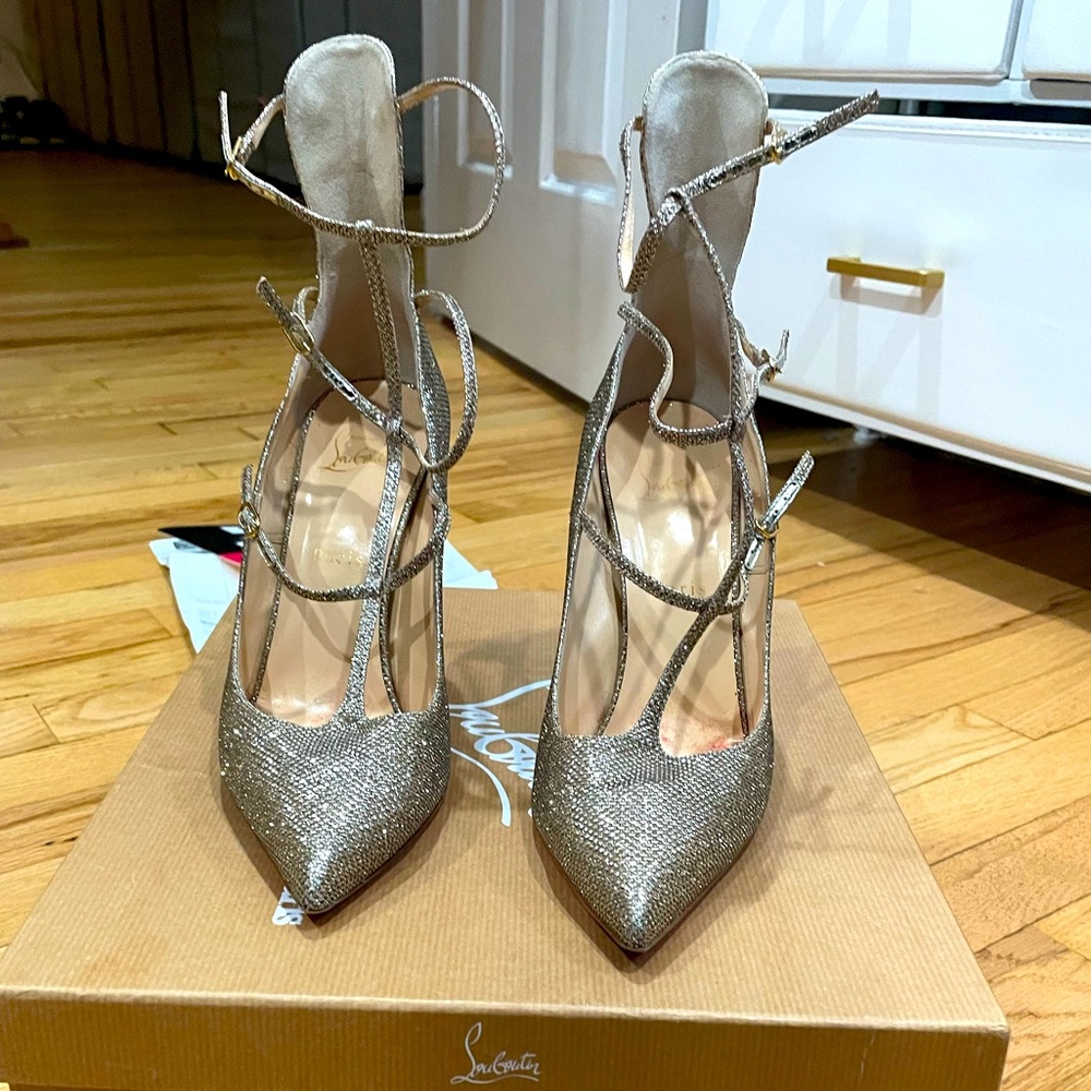 Christian Louboutin TOERLESS MUBE 100 GLITTER LUMINOR EU 40.5